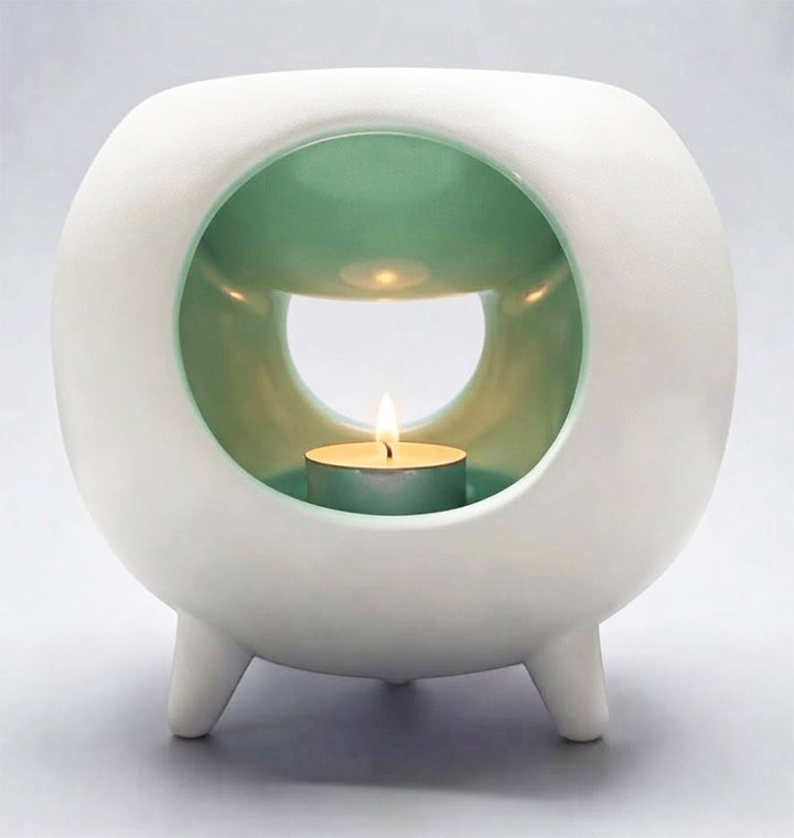 Oil Burner – Round w/Ceramic Legs – Green